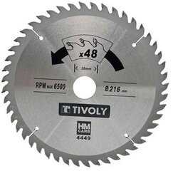 Диск циркулярный Tivoly 190x30x2,8/1,7мм, z40, 15°, (адаптер 20мм), по дереву цена и информация | Механические инструменты | pigu.lt