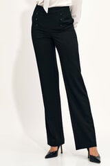 Черные широкие брюки с завышенной талией - SD71 цена и информация | Женские брюки | pigu.lt