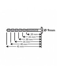 Varžtas rankenoms M-45, 9x45mm, 30 vnt. kaina ir informacija | Kiti priedai baldams | pigu.lt