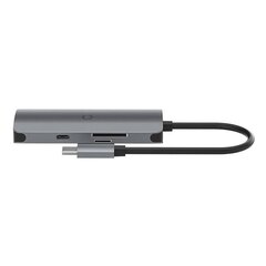 Cygnett Концентратор 6-в-1 USB-C на 3x USB, USB-C, SD-карту, микро-SD-карту Cygnett SlimMate 100 Вт (серый) цена и информация | Адаптеры, USB-разветвители | pigu.lt