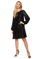 M715 Расклешенное платье с поясом - черный цена и информация | Платья | pigu.lt