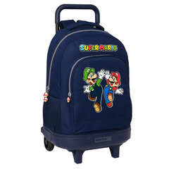 Mokyklinė kuprinė su ratukais Super Mario, mėlyna цена и информация | Школьные рюкзаки, спортивные сумки | pigu.lt