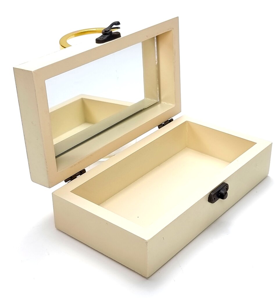 Medinė dėžutė su veidrodėliu, 16x9x5,5 cm kaina ir informacija | Interjero detalės | pigu.lt