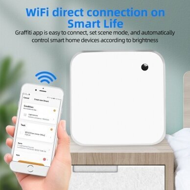 Jutiklis su WIFI Feelspot FS-LBS02W 0-30000 LUX, Tuya kaina ir informacija | Apsaugos sistemos, valdikliai | pigu.lt