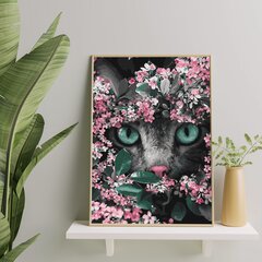 Tapyba pagal skaičius Katė gėlėse Oh Art!, 40x50 cm kaina ir informacija | Tapyba pagal skaičius | pigu.lt