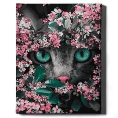 Картина по номерам "Кот в цветах" Oh Art! 40x50 см цена и информация | Живопись по номерам | pigu.lt