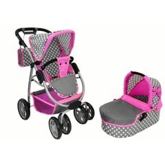 Lėlių vežimėlis Lean Toys 2in1, pilkas kaina ir informacija | Žaislai mergaitėms | pigu.lt