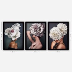 Репродукция из трех частей Женщина и цветы 3SC159 цена и информация | Репродукции, картины | pigu.lt