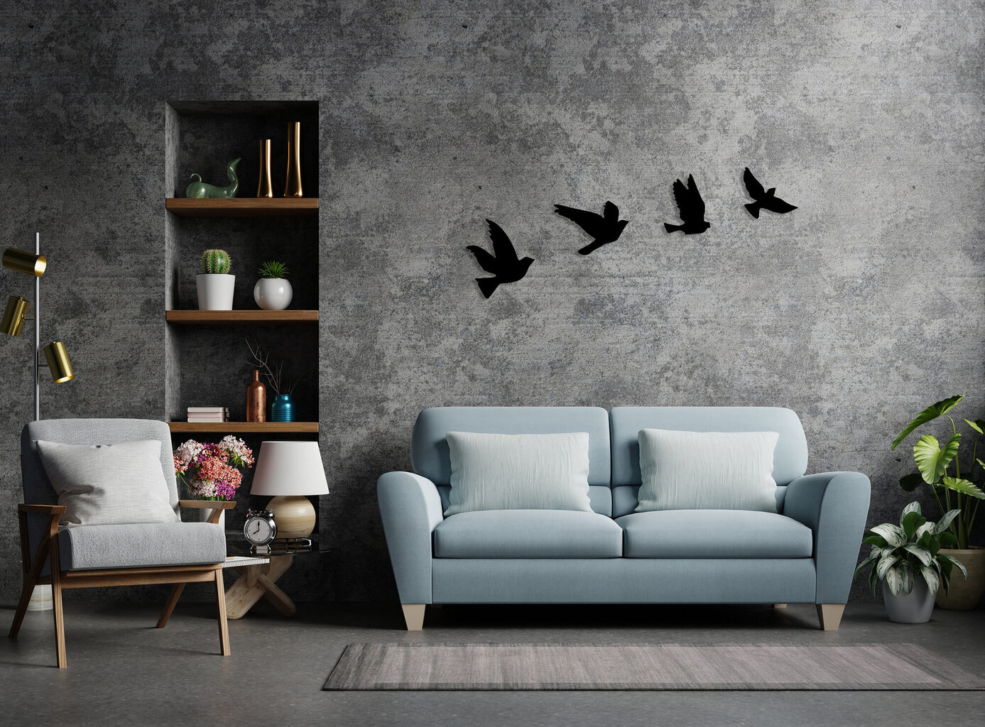 Sienų dekoracija Birds, 1 vnt kaina ir informacija | Interjero detalės | pigu.lt