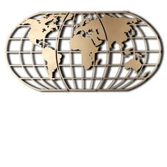 Sienų dekoracija World Map Globe Gold, 1 vnt. kaina ir informacija | Interjero detalės | pigu.lt