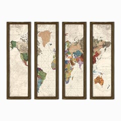 Репродукция из четырех частей Карта мира цена и информация | Репродукции, картины | pigu.lt