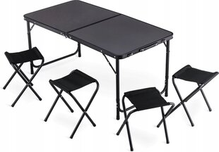 Sulankstomas turistinis stalas su kėdėmis Outtec O-65670, 60x120x54,5 cm, juodas kaina ir informacija | Turistiniai baldai | pigu.lt