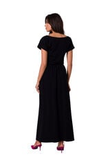 B264 Платье макси с вырезом и резинкой на талии - черное цена и информация | Платья | pigu.lt