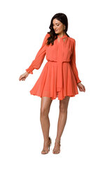 K168 Шифоновое платье с ластовицами - оранжевый цена и информация | Платья | pigu.lt