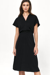 Чёрное вискозное платье с вырезом кимоно - S222 цена и информация | Платья | pigu.lt