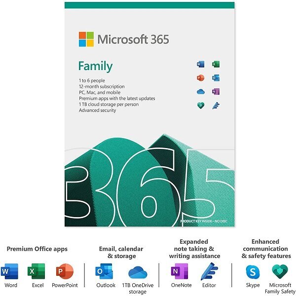 Microsoft Office 365 Family цена и информация | Operacinės sistemos | pigu.lt