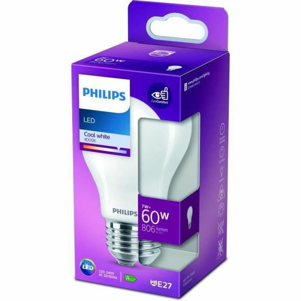 Apvali LED lemputė Philips Equivalent E27 60 W цена и информация | Elektros lemputės | pigu.lt