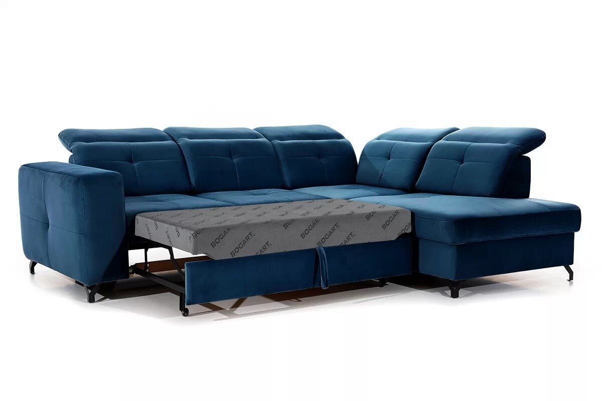 Dešininė kampinė sofa Bogart Belavio, mėlyna kaina ir informacija | Minkšti kampai | pigu.lt