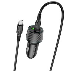 Borofone Car charger BZ21 Brilliant - USB + Type C - QC 3.0 PD 48W with Type C to Lightning cable black цена и информация | Зарядные устройства для телефонов | pigu.lt