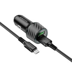 Borofone Car charger BZ21A Brilliant - 2xUSB - QC 3.0 36W with USB to Micro USB cable black цена и информация | Зарядные устройства для телефонов | pigu.lt