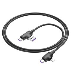 Borofone Cable BX73 4 in 1 - USB + Type C to Type C + Lightning - 5A 1 metre black цена и информация | Кабели для телефонов | pigu.lt