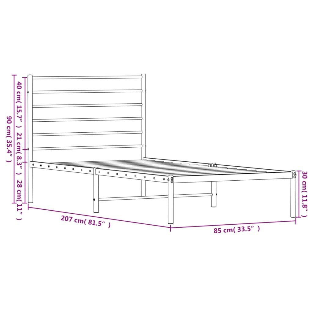 Lovos rėmas vidaXL, 80x200 cm, baltas kaina ir informacija | Lovos | pigu.lt