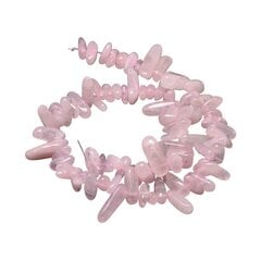 Natūralūs rožinio kvarco (skaldyto) karoliai, 38 cm. kaina ir informacija | Papuošalų gamybai, vėrimui | pigu.lt