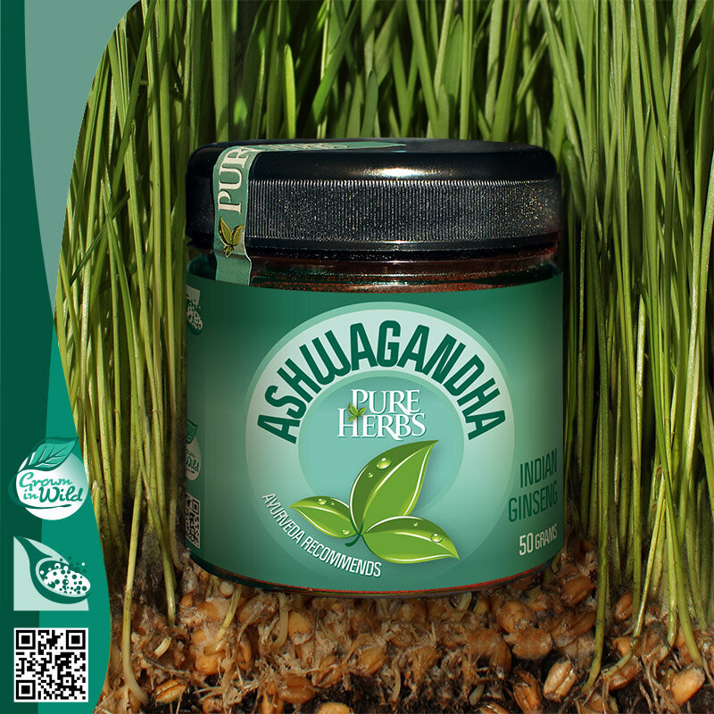 Ajurvedinis augalas Pure Herbs Ashwagandha, 50g kaina ir informacija | Arbatos ir vaistažolės | pigu.lt