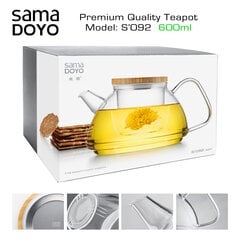 Samadoyo premium klass virdulys su stikliniu filtru, 600 ml kaina ir informacija | Taurės, puodeliai, ąsočiai | pigu.lt