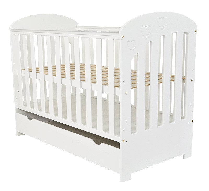 Vaikiška lovytė su stalčiumi Arus Pola, 120x60 cm, balta kaina ir informacija | Kūdikių lovytės | pigu.lt