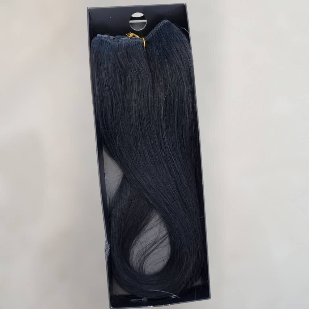 Natūralūs prisegami juodos spalvos plaukų tresai StarMyHair Remy 6 dalių, 1B nr. kaina ir informacija | Plaukų aksesuarai | pigu.lt
