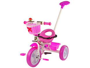 Трехколесный велосипед PRO100 с розовой корзиной, колеса EVA цена и информация | Трехколесные велосипеды | pigu.lt