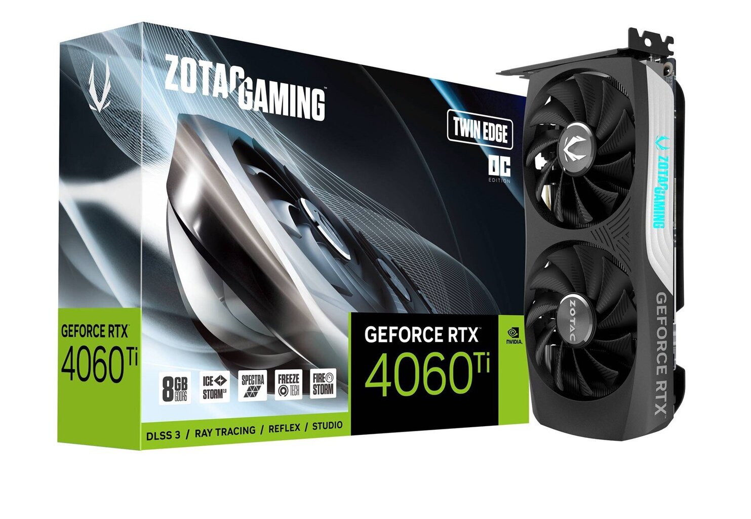 Zotac Gaming GeForce RTX 4060 Ti Twin Edge OC (ZT-D40610H-10M) kaina ir informacija | Vaizdo plokštės (GPU) | pigu.lt