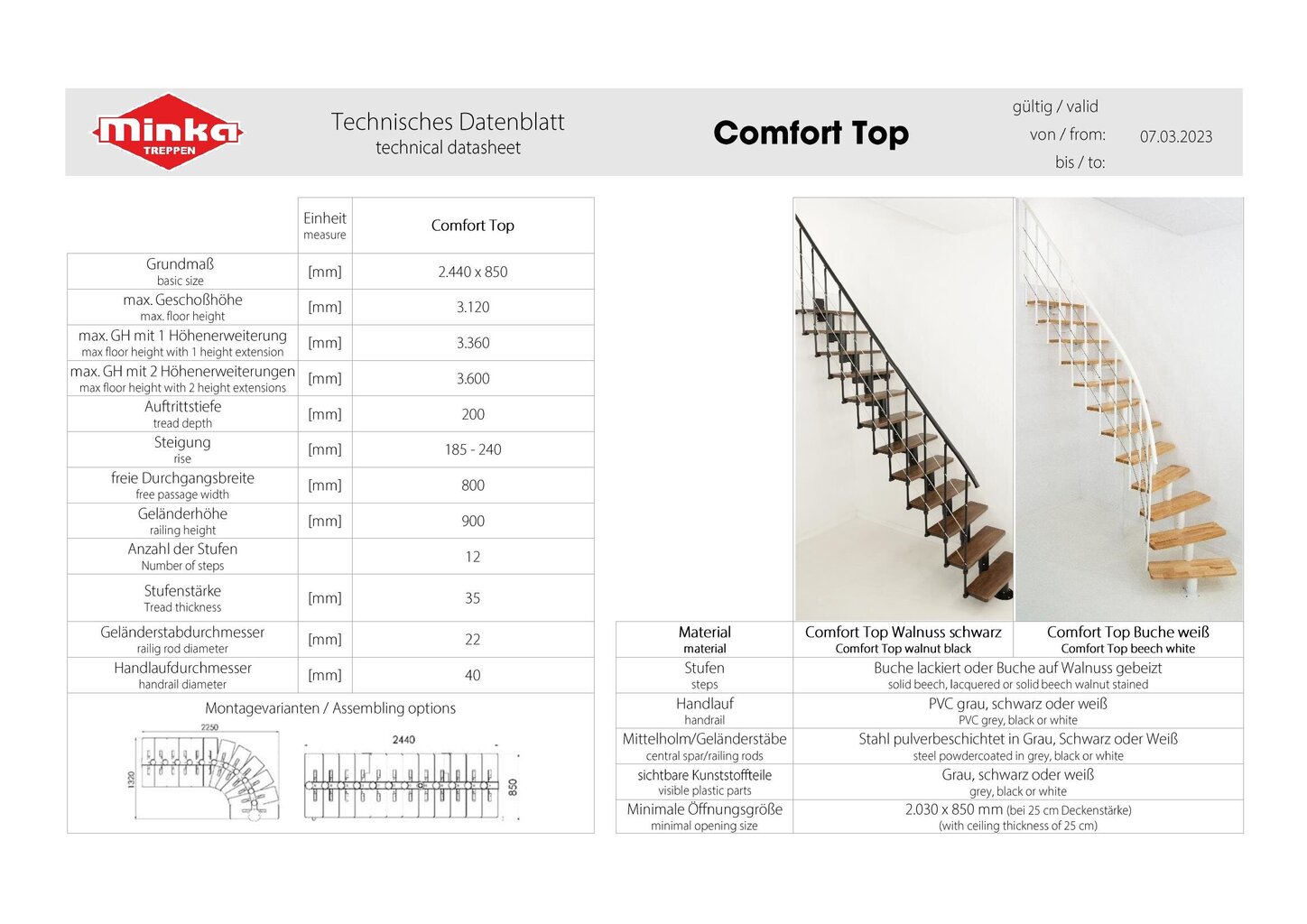 Moduliniai laiptai Comfort Top Minka, balti/rudi, 312 cm цена и информация | Laiptai | pigu.lt