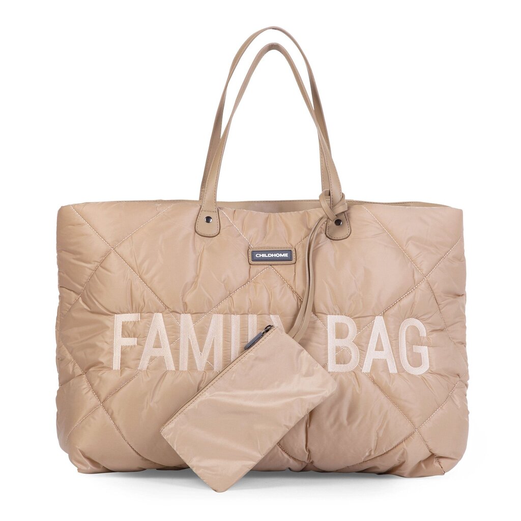 Mamos krepšys Childhome Family bag Nursery bag, puffered beige kaina ir informacija | Vežimėlių priedai | pigu.lt