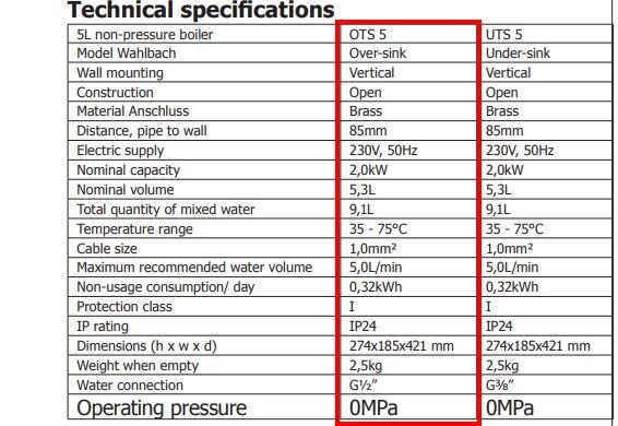 Vandens šildytuvas Wahlbach OTS5, 5l цена и информация | Vandens šildytuvai | pigu.lt