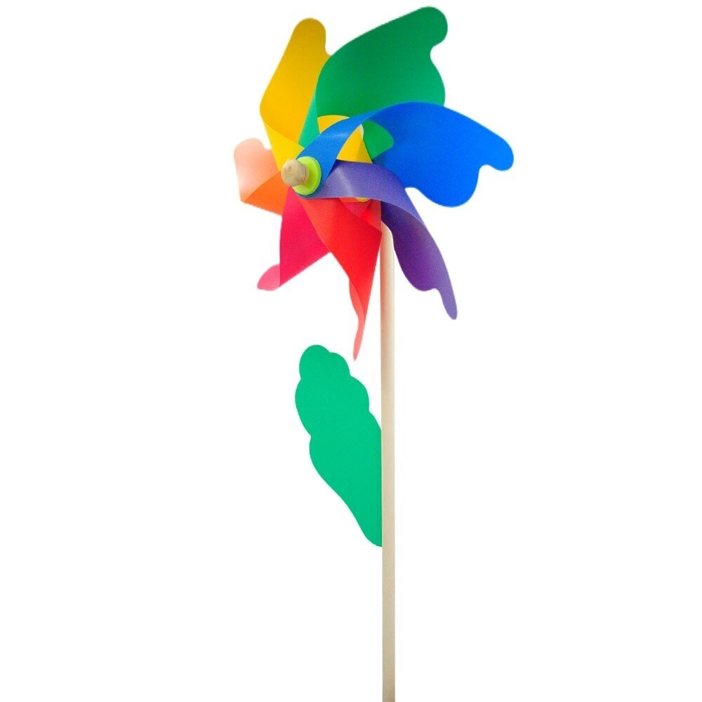 Vėjo malūnėlis mediniu kotu 110 cm, įvairių spalvų kaina ir informacija | Pripučiamos ir paplūdimio prekės | pigu.lt
