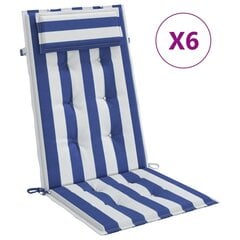 Kėdės pagalvėlės vidaXL, mėlynos/baltos цена и информация | Подушки, наволочки, чехлы | pigu.lt