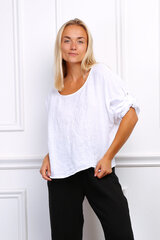 Льняная блузка для женщин, белая цена и информация | Женские блузки, рубашки | pigu.lt