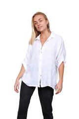 Льняная блузка для женщин, белая цена и информация | Футболка женская | pigu.lt