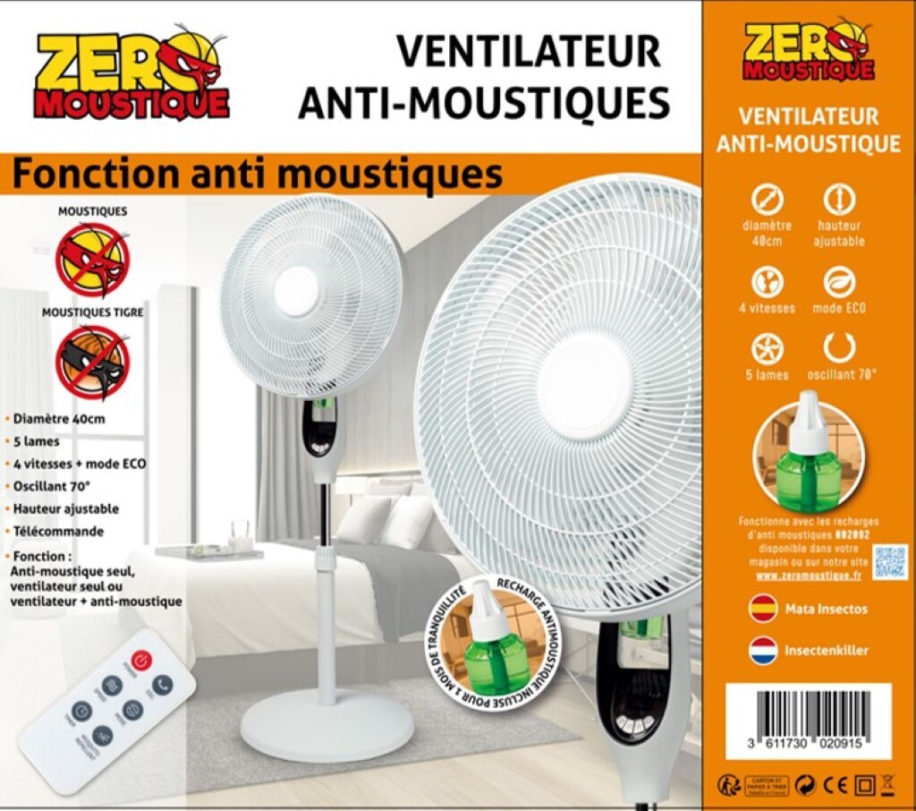 Ventiliatorius su apsauga nuo uodų Zero Moustique 002091 55W kaina ir informacija | Ventiliatoriai | pigu.lt