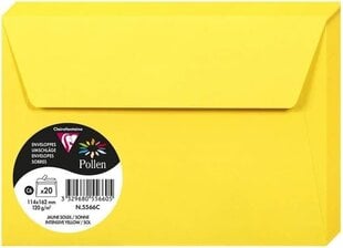 Dekoratyvinis vokas Pollen Clairefontaine, C6, 114x162mm, 120vnt, ryškiai geltonas kaina ir informacija | Vokeliai, atvirukai | pigu.lt
