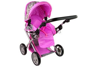Lėlių vežimėlis su krepšiu 2in1, pilkai rožinis su žvaigždėmis kaina ir informacija | Žaislai mergaitėms | pigu.lt