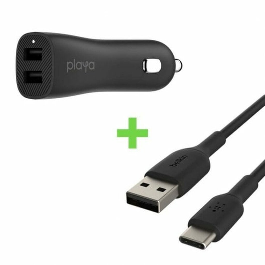 Universalus automobilinis USB įkroviklis + USB C kabelis Belkin Playa kaina ir informacija | Krovikliai telefonams | pigu.lt