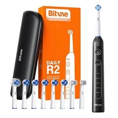 Bitvae Звуковая зубная щетка с набором насадок и дорожным футляром Bitvae R2 (черный) цена и информация | Электрические зубные щетки | pigu.lt