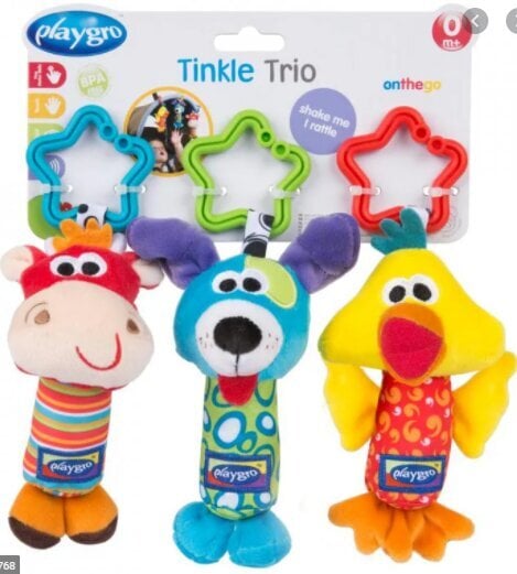 Pakabinamas žaislas „Trys draugai“ PLAYGRO, 0181059 kaina ir informacija | Žaislai kūdikiams | pigu.lt