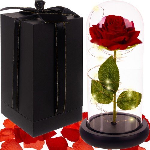 Stabilizuota rožė šviečianti rožė stiklinėje цена и информация | Miegančios rožės, stabilizuoti augalai | pigu.lt