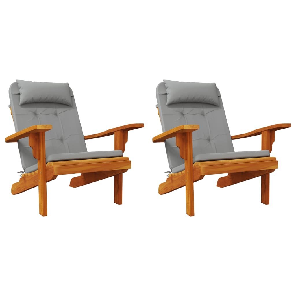 2-jų kėdžių pagalvėlių komplektas vidaXL Adirondack, pilkas kaina ir informacija | Pagalvės, užvalkalai, apsaugos | pigu.lt