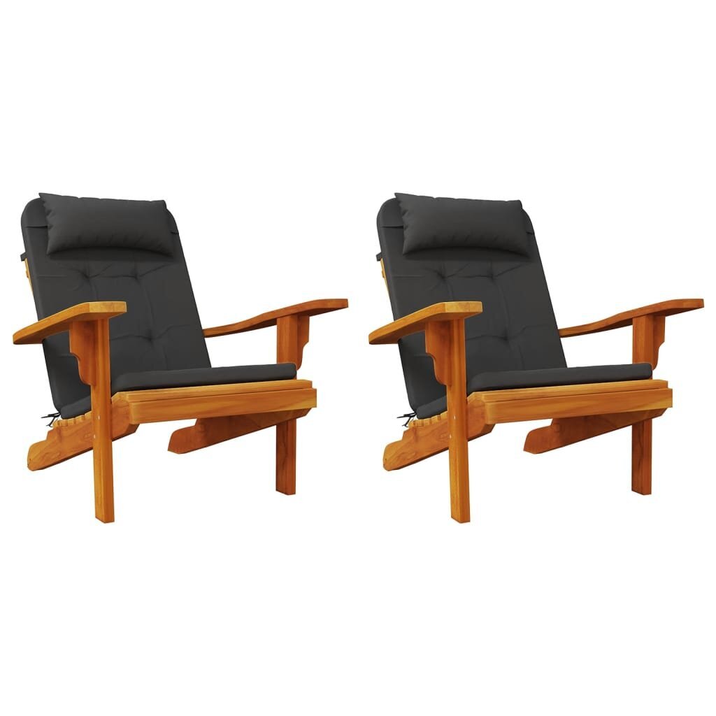 2-jų kėdžių pagalvėlių komplektas vidaXL Adirondack, juodas kaina ir informacija | Pagalvės, užvalkalai, apsaugos | pigu.lt