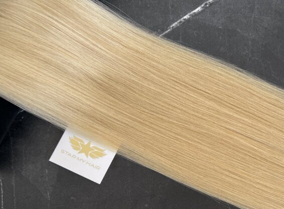 Natūralūs prisegami šviesios spalvos plaukų tresai StarMyHair Remy 6 dalių, 613 nr. цена и информация | Plaukų aksesuarai | pigu.lt